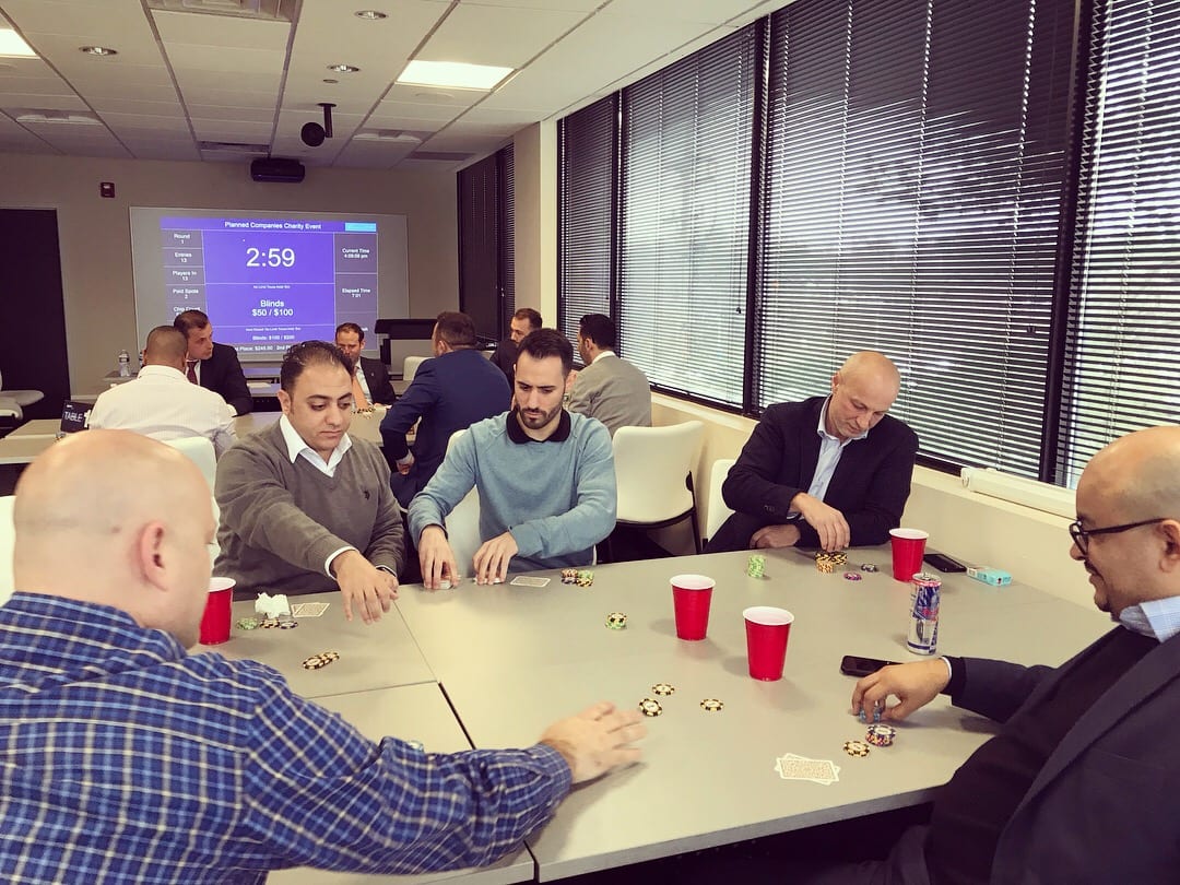 Planned employees at a charity poker event