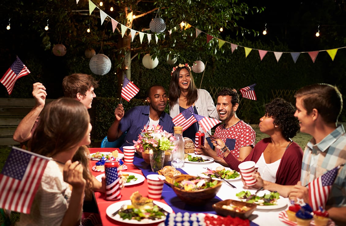 a group at a July 4 dinner