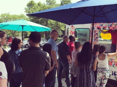 Planned employees in line for ice cream