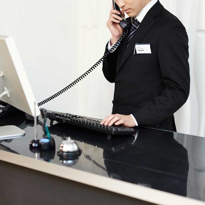 a concierge on the phone